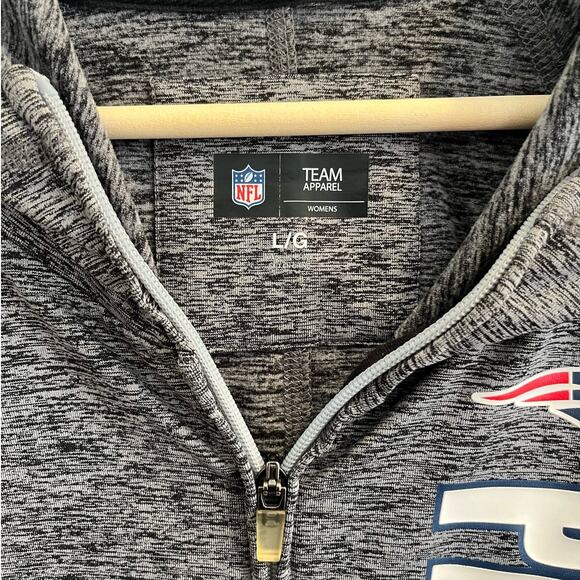 NFL Team Apparel Women's Patriots Long Sleeve Gray Zip Up Size L/G Hooded - Picture 3 of 7